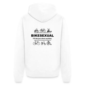 Bike Sexual - Unisex Premium Organic Zip Hoodie - white - Back - Thijin (182cm)