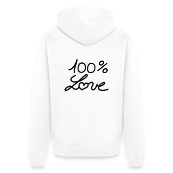 100 % love - Unisex Premium Bio Zip Hoodie - Weiß - Hinten - Thijin (182cm)