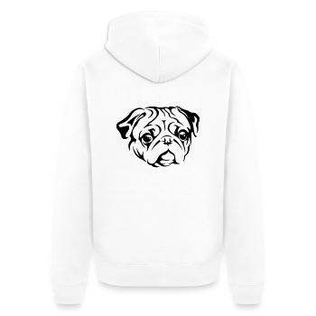 Mops - Unisex Premium Bio Zip Hoodie - Weiß - Hinten - Thijin (182cm)