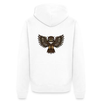 Eule Tausend Nadeln - Unisex Premium Bio Zip Hoodie - Weiß - Hinten - Thijin (182cm)