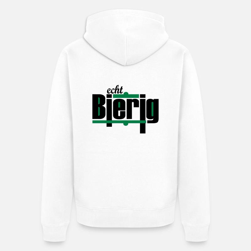 "echt Bierig" by Claudia-Moda - Unisex Premium Bio Zip Hoodie - Weiß