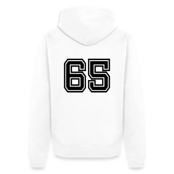 65 - Unisex Premium Bio Zip Hoodie - Weiß - Hinten - Thijin (182cm)