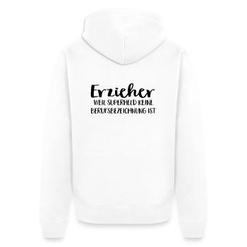 Erzieher - Unisex Premium Bio Zip Hoodie - Weiß - Hinten - Thijin (182cm)