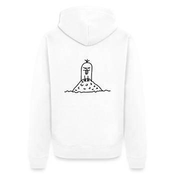 maulwurf_1c - Unisex Premium Bio Zip Hoodie - Weiß - Hinten - Thijin (182cm)