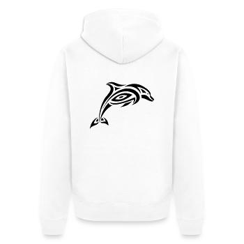 Tribal Delfin - Unisex Premium Organic Zip Hoodie - white - Back - Thijin (182cm)
