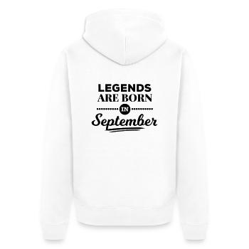 légendes naissent en disant anniversaire septembre - Veste à capuche bio Premium Unisexe - blanc - Dos - Thijin (182cm)