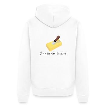 ceci n'est pas du beurre - Veste à capuche bio Premium Unisexe - blanc - Dos - Thijin (182cm)