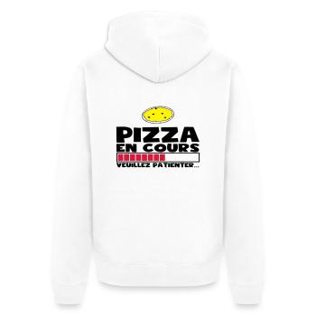 PIZZA EN COURS(+dessin) - Veste à capuche bio Premium Unisexe - blanc - Dos - Thijin (182cm)