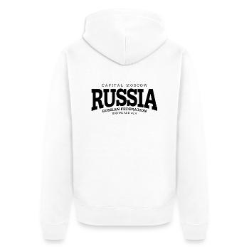 Russia (black) - Unisex Premium Bio Zip Hoodie - Weiß - Hinten - Thijin (182cm)