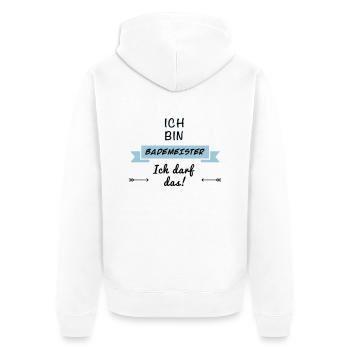 bademeister tshirt - Unisex Premium Bio Zip Hoodie - Weiß - Hinten - Thijin (182cm)