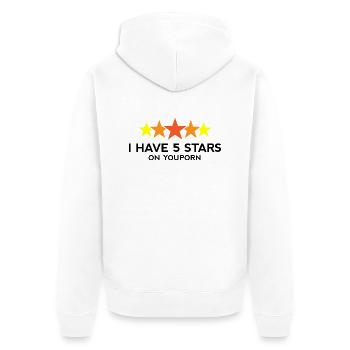 I ve got 5 stars on YouPorn! - Unisex Premium Organic Zip Hoodie - white - Back - Thijin (182cm)