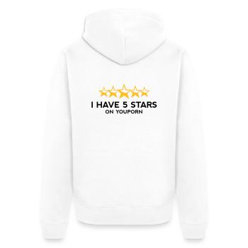 I ve got 5 stars on YouPorn! - Unisex Premium Organic Zip Hoodie - white - Back - Thijin (182cm)