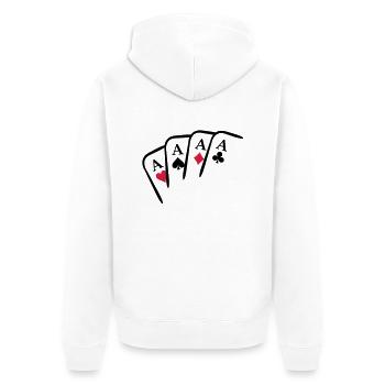 As Design Karten - Unisex Premium Bio Zip Hoodie - Weiß - Hinten - Thijin (182cm)