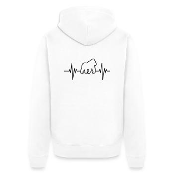 Gorilla Pulse - Unisex Premium Bio Zip Hoodie - Weiß - Hinten - Thijin (182cm)