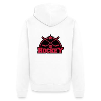 hockey_design_f2 - Unisex Premium Bio Zip Hoodie - Weiß - Hinten - Thijin (182cm)