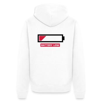 battery_low__f2 - Unisex Premium Bio Zip Hoodie - Weiß - Hinten - Thijin (182cm)