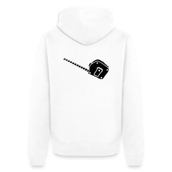 Maßband_2_g1 - Unisex Premium Bio Zip Hoodie - Weiß - Hinten - Thijin (182cm)