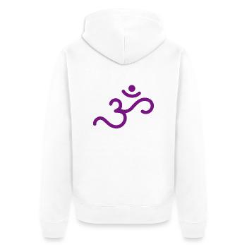 Om 15 - Unisex Premium Organic Zip Hoodie - white - Back - Thijin (182cm)
