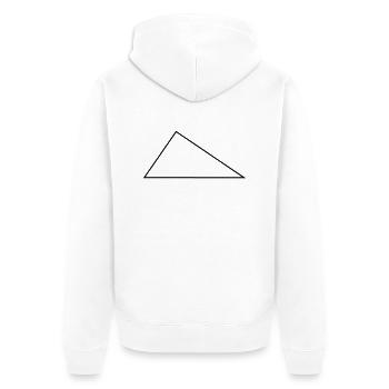 Rechtwinkliges Dreieck // Rahmen // Drei Ecken - Unisex Premium Bio Zip Hoodie - Weiß - Hinten - Thijin (182cm)