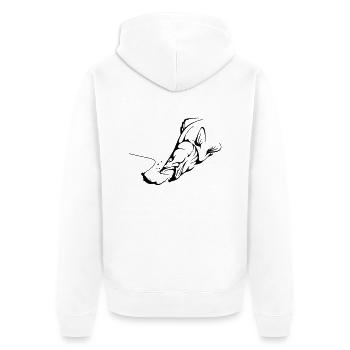 Zander II - Unisex Premium Bio Zip Hoodie - Weiß - Hinten - Thijin (182cm)