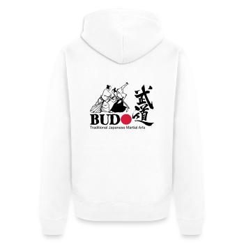 Budo Japanische Kampfkünste T Shirt - Unisex Premium Bio Zip Hoodie - Weiß - Hinten - Thijin (182cm)