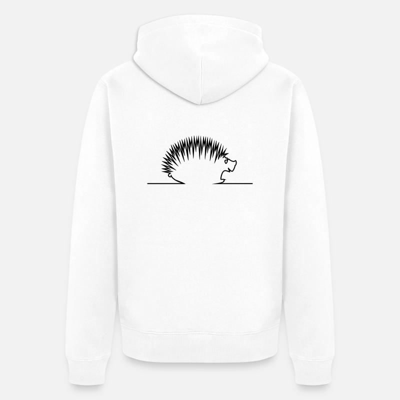 Igel / hedgehog (1c) - Unisex Premium Bio Zip Hoodie - Weiß