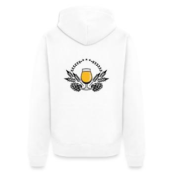 Pils Biertulpe, Hopfen und Malz (3c) - Unisex Premium Bio Zip Hoodie - Weiß - Hinten - Thijin (182cm)