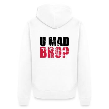 Logo U fou BRO - Veste à capuche bio Premium Unisexe - blanc - Dos - Thijin (182cm)