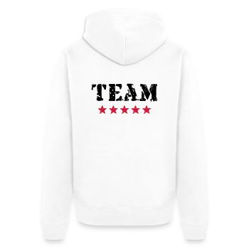 Team, 5 Sterne, Sieger, Gewinner, Teamsport, Beste - Unisex Premium Bio Zip Hoodie - Weiß - Hinten - Thijin (182cm)