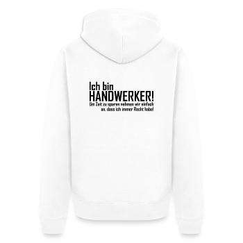 ich bin handwerker - Unisex Premium Bio Zip Hoodie - Weiß - Hinten - Thijin (182cm)