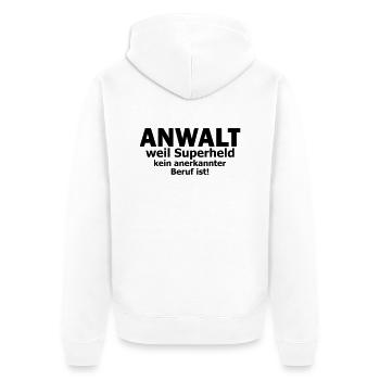 Anwalt - Unisex Premium Bio Zip Hoodie - Weiß - Hinten - Thijin (182cm)