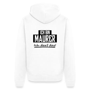 ich bin maurer - Unisex Premium Bio Zip Hoodie - Weiß - Hinten - Thijin (182cm)