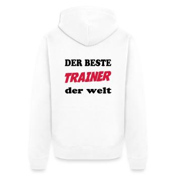 Der beste trainer der welt - Unisex Premium Bio Zip Hoodie - Weiß - Hinten - Thijin (182cm)