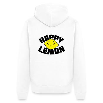 Happy Lemon - Unisex Premium Bio Zip Hoodie - Weiß - Hinten - Thijin (182cm)