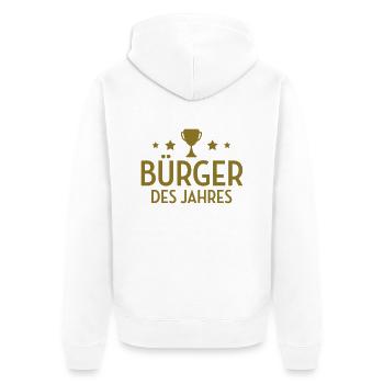 Bürger - Bürgerin - Bürgerrecht - Bürgerliche - Unisex Premium Bio Zip Hoodie - Weiß - Hinten - Thijin (182cm)