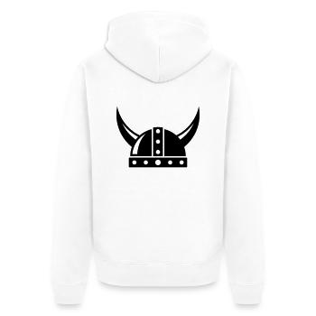 Viking Helmet - Unisex Premium Organic Zip Hoodie - white - Back - Thijin (182cm)