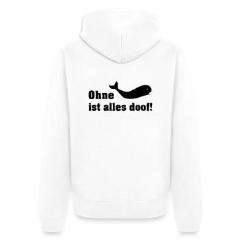 ohne wal - Unisex Premium Bio Zip Hoodie - Weiß - Hinten - Thijin (182cm)