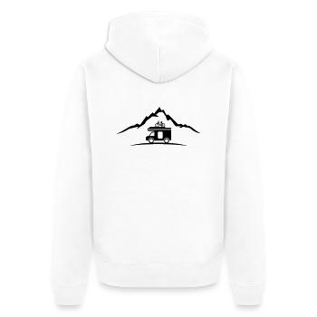 Reise - Berge Wohnwagen - Unisex Premium Bio Zip Hoodie - Weiß - Hinten - Thijin (182cm)