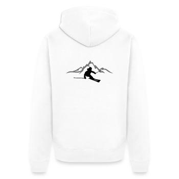 Winter - Skifahrer Berge - Unisex Premium Bio Zip Hoodie - Weiß - Hinten - Thijin (182cm)