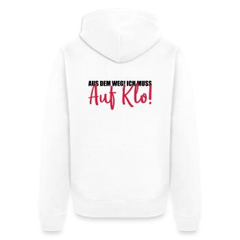 aus dem weg auf klo - Unisex Premium Bio Zip Hoodie - Weiß - Hinten - Thijin (182cm)