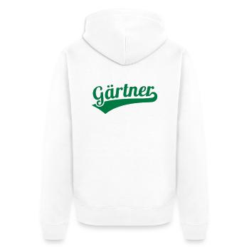 Gärtner - Unisex Premium Bio Zip Hoodie - Weiß - Hinten - Thijin (182cm)