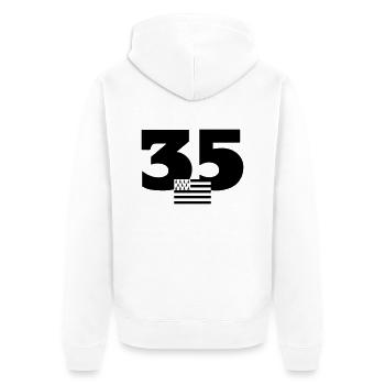 Bretagne / Breton / Bretonne / BZH / Breizh - Unisex Premium Bio Zip Hoodie - Weiß - Hinten - Thijin (182cm)