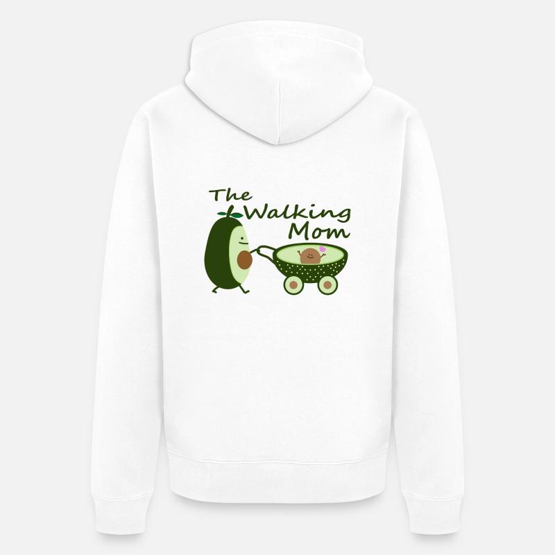 Avocado als Walking Mom - Unisex Premium Bio Zip Hoodie - Weiß