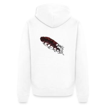 Small Brown Feather Hand-Drawn (Red Kite) - Unisex Premium Organic Zip Hoodie - white - Back - Thijin (182cm)