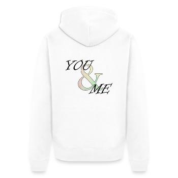 You&Me - Unisex Premium Bio Zip Hoodie - Weiß - Hinten - Thijin (182cm)