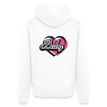 Baby Herz Rosa - Unisex Premium Bio Zip Hoodie - Weiß - Hinten - Thijin (182cm)