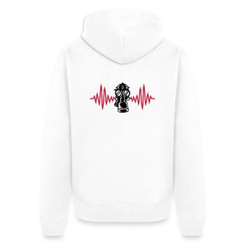 Puls Retro Gasmaske Herzschlag - Unisex Premium Bio Zip Hoodie - Weiß - Hinten - Thijin (182cm)