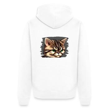 Cat face - Unisex Premium Organic Zip Hoodie - white - Back - Thijin (182cm)