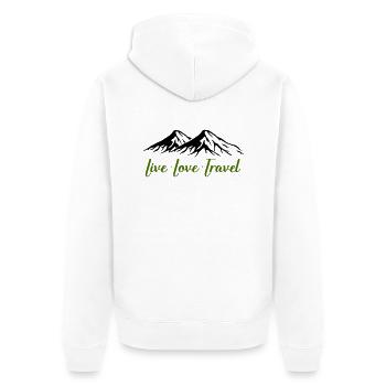 Vivre l’amour voyage montagnes - Veste à capuche bio Premium Unisexe - blanc - Dos - Thijin (182cm)