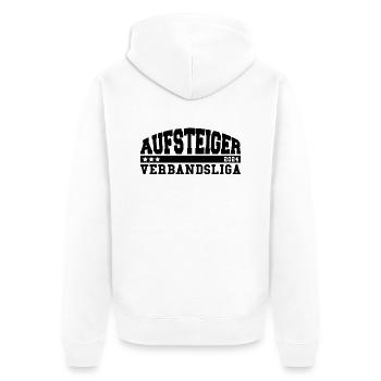 Aufsteiger 2024 Verbandsliga Aufstieg Fußball - Unisex Premium Bio Zip Hoodie - Weiß - Hinten - Thijin (182cm)